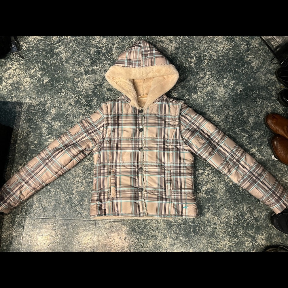 Junior O’Neill Plaid Fleece Hooded Jacket